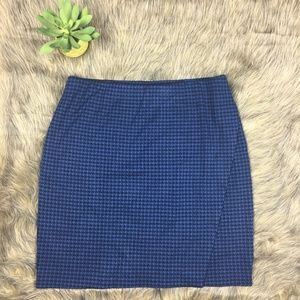 J. Jill Blue Houndstooth Midi Skirt